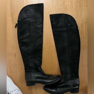Tory Burch Over the Knee Black Leather Boots - Size 8